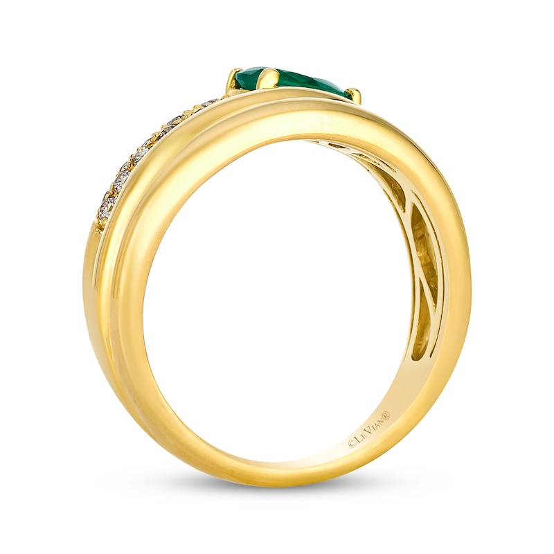Main Image 3 of Le Vian Pear-Shaped Emerald Wrap Ring 1/6 ct tw Diamonds 14K Honey Gold