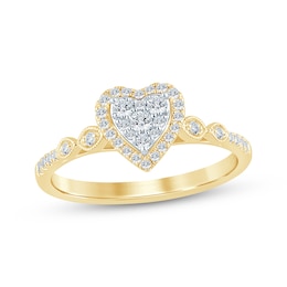 Now + Forever Multi-Diamond Heart-Shaped Engagement Ring 1/4 ct tw 10K Yellow Gold