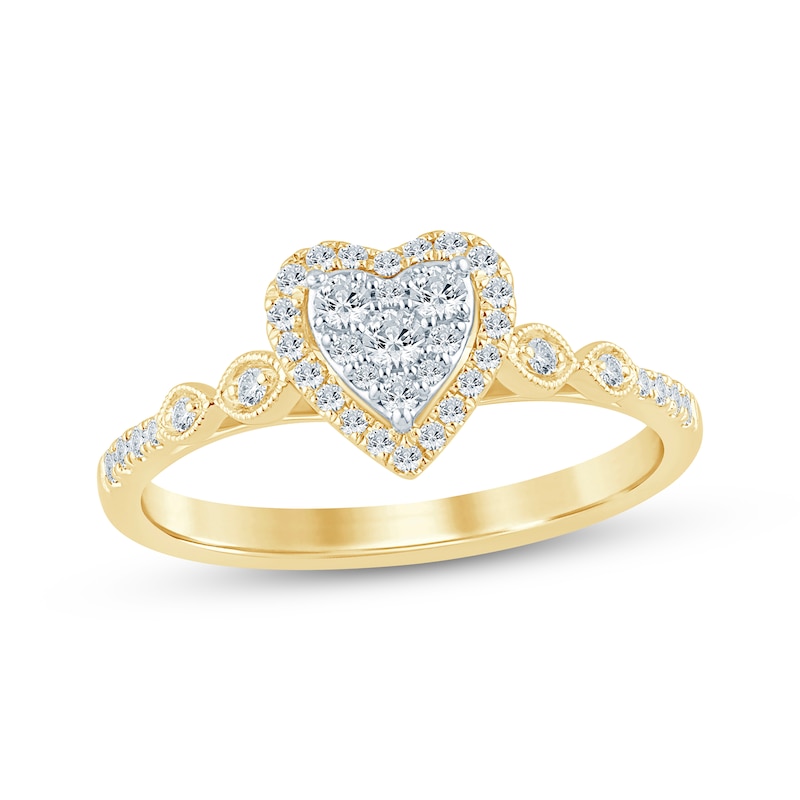 Main Image 1 of Now + Forever Multi-Diamond Heart-Shaped Engagement Ring 1/4 ct tw 10K Yellow Gold