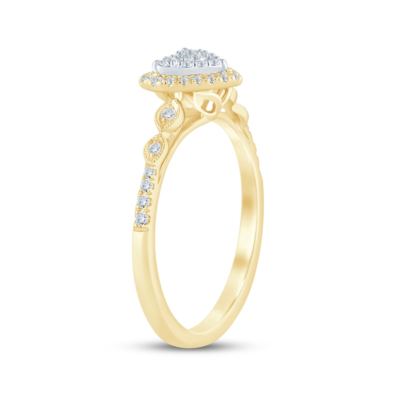 Main Image 2 of Now + Forever Multi-Diamond Heart-Shaped Engagement Ring 1/4 ct tw 10K Yellow Gold