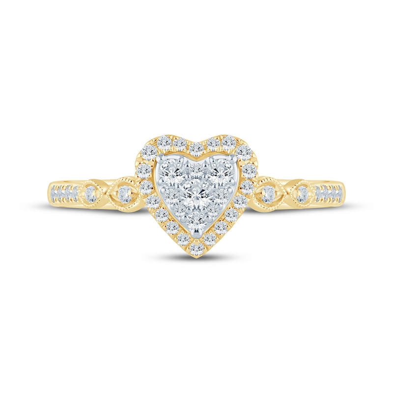 Main Image 3 of Now + Forever Multi-Diamond Heart-Shaped Engagement Ring 1/4 ct tw 10K Yellow Gold