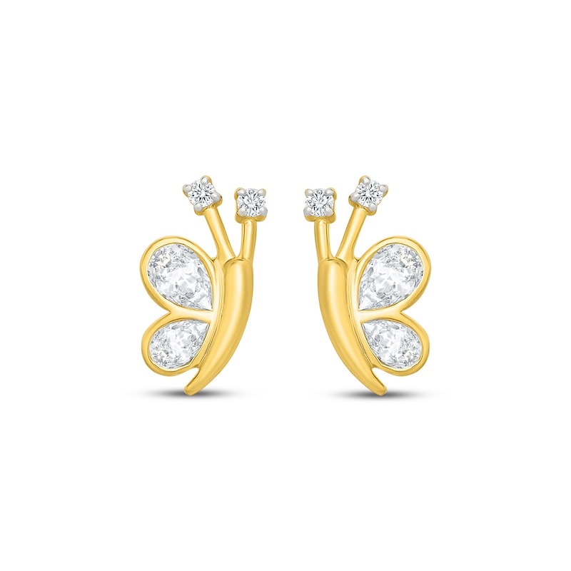 Main Image 2 of KAY Lab-Grown Diamonds Pear-Shaped & Round-Cut Butterfly Stud Earrings 3/8 ct tw 10K Yellow Gold