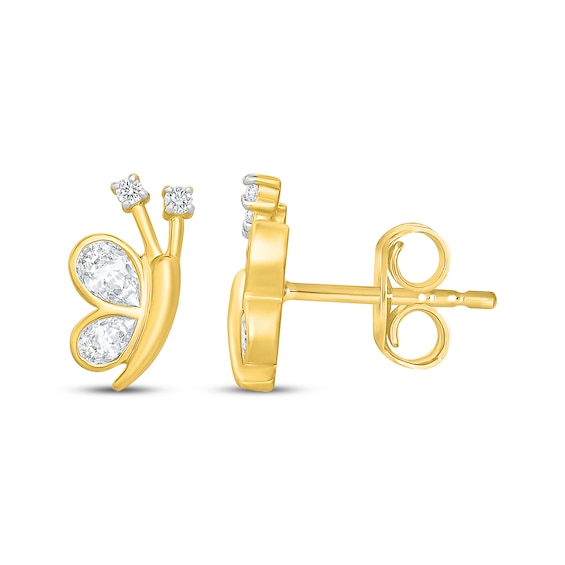 Thumbnail Image 3 of KAY Lab-Grown Diamonds Pear-Shaped & Round-Cut Butterfly Stud Earrings 3/8 ct tw 10K Yellow Gold