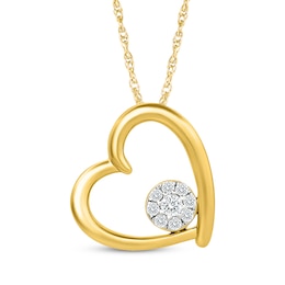 KAY Lab-Grown Diamonds Tilted Heart Necklace 1/10 ct tw 10K Yellow Gold 18"