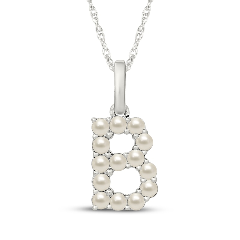 Main Image 1 of Cultured Pearl Letter B Necklace Sterling Silver 18"