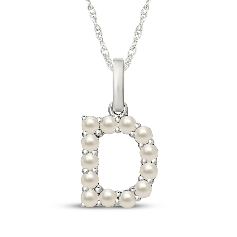 Main Image 1 of Cultured Pearl Letter D Necklace Sterling Silver 18"