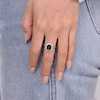 Thumbnail Image 5 of Oval-Cut Black Onyx & White Lab-Created Sapphire Halo Ring Sterling Silver