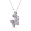 Thumbnail Image 2 of Round-Cut Amethyst Stacked Butterfly Necklace Sterling Silver 18"
