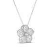 Thumbnail Image 2 of Cultured Pearl & White Lab-Created Sapphire Flower Necklace Sterling Silver 18"