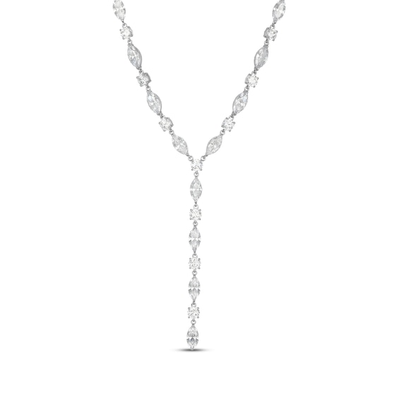 Marquise & Round-Cut White Lab-Created Sapphire "Y" Necklace Sterling Silver 18"