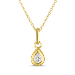 STUDIO BY KAY Lab-Grown Diamond Pear-Shaped Solitaire Necklace 1/5 ct tw 24K Yellow Gold Vermeil Sterling Silver 18"