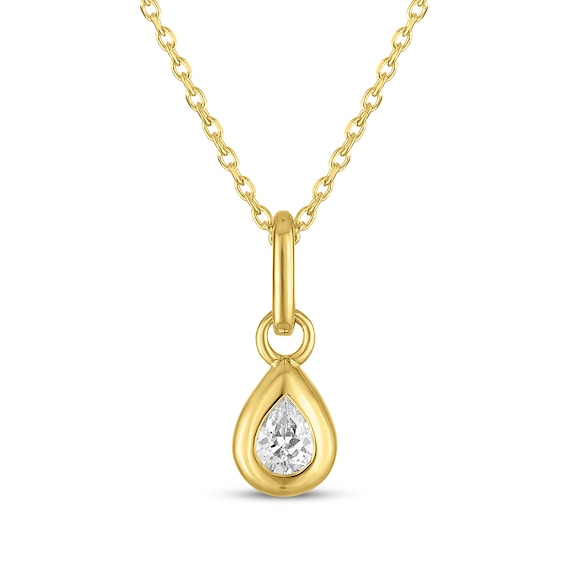 STUDIO BY KAY Lab-Grown Diamond Pear-Shaped Solitaire Necklace 1/5 ct tw 24K Yellow Gold Vermeil Sterling Silver 18"