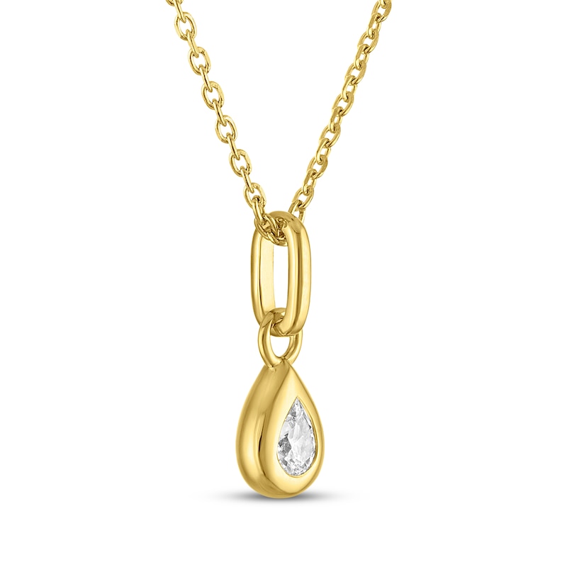 Main Image 2 of STUDIO BY KAY Lab-Grown Diamond Pear-Shaped Solitaire Necklace 1/5 ct tw 24K Yellow Gold Vermeil Sterling Silver 18"