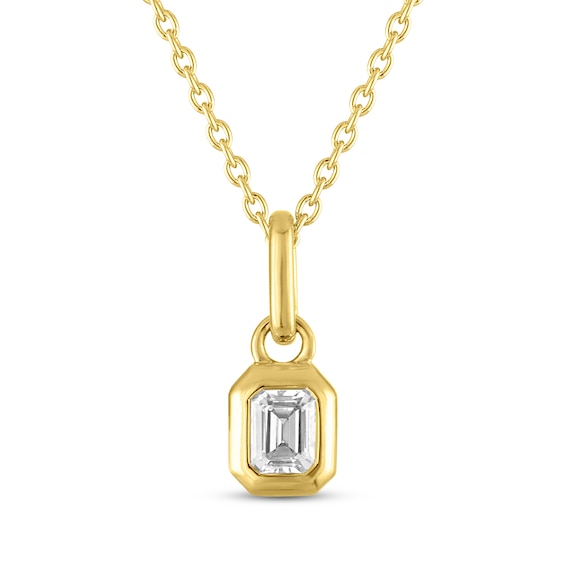 STUDIO BY KAY Lab-Grown Diamond Emerald-Cut Solitaire Necklace 1/5 ct tw 24K Yellow Gold Vermeil Sterling Silver 18"