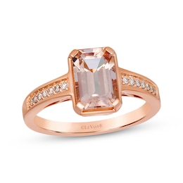 Le Vian Octagon-Cut Morganite Ring 1/20 ct tw Diamonds 14K Strawberry Gold