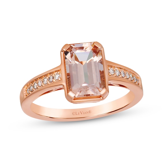 Le Vian Octagon-Cut Morganite Ring 1/20 ct tw Diamonds 14K Strawberry Gold