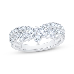 Now + Forever Lab-Grown Diamonds Marquise & Round-Cut Contour Ring 1 ct tw 14K White Gold