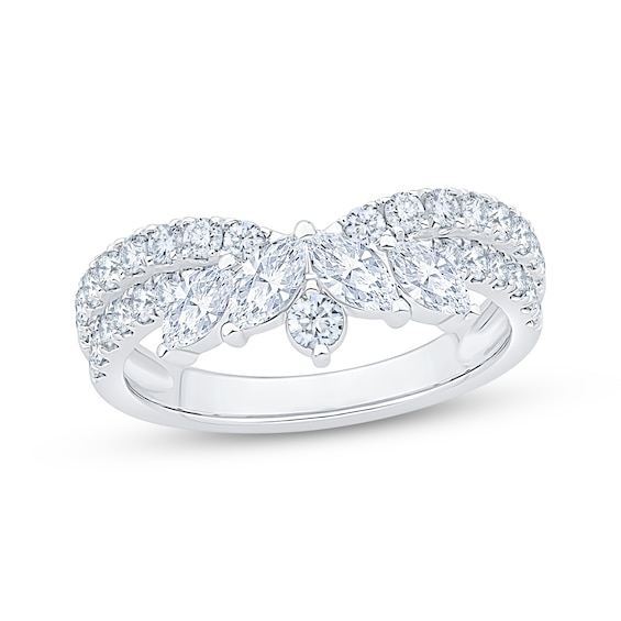 Now + Forever Lab-Grown Diamonds Marquise & Round-Cut Contour Ring 1 ct tw 14K White Gold