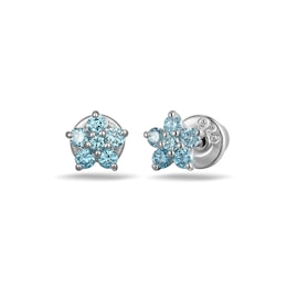 Rocksbox Blue Lab-Grown Diamond Flower Stud Earrings 1/6 ct tw Sterling Silver