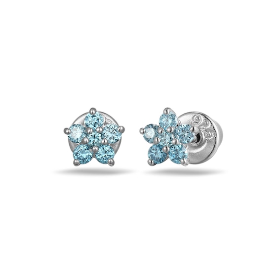 Rocksbox Blue Lab-Grown Diamond Flower Stud Earrings 1/6 ct tw Sterling Silver