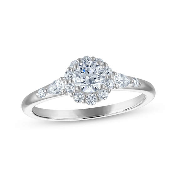Now + Forever Round-Cut Diamond Halo Engagement Ring 3/4 ct tw 14K White Gold