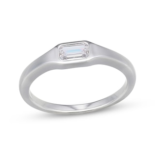 Rocksbox The Nora Emerald-Cut Lab-Grown Diamond Solitaire Pinky Ring 1/3 ct tw Sterling Silver (I/SI2)