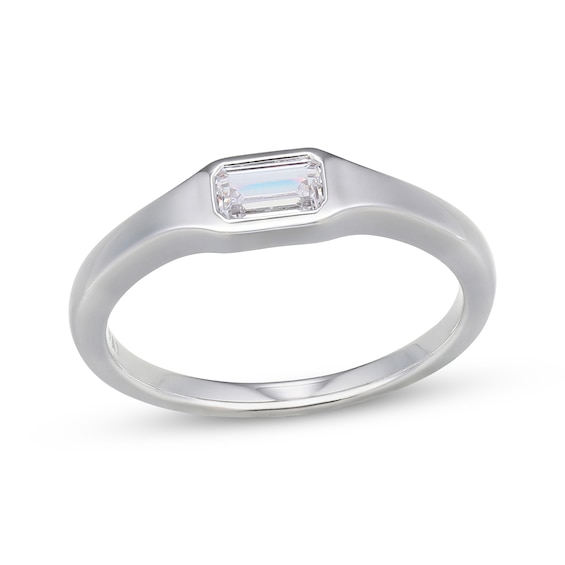 Rocksbox Emerald-Cut Lab-Grown Diamond Solitaire Pinky Ring 1/3 ct tw Sterling Silver (I/SI2)