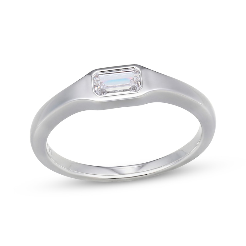 Main Image 1 of Rocksbox The Nora Emerald-Cut Lab-Grown Diamond Solitaire Pinky Ring 1/3 ct tw Sterling Silver (I/SI2)
