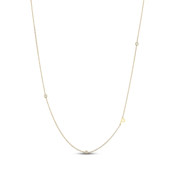Rocksbox The Sideways Initial Lab-Grown Diamond "P" Necklace 1/10 ct tw 24K Yellow Gold Vermeil Sterling Silver 19"