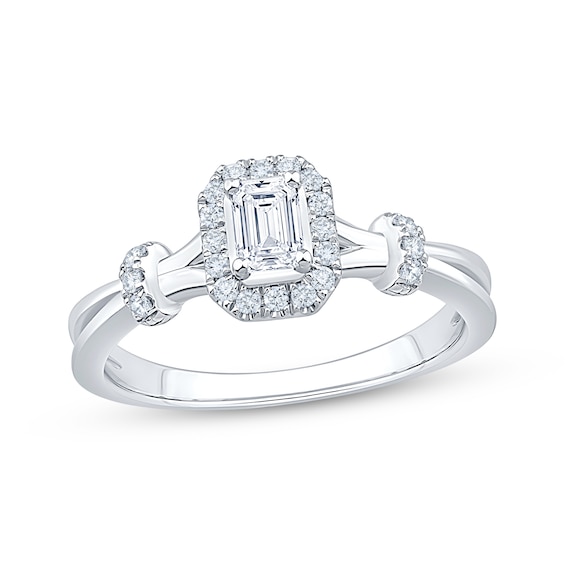 KAY Lab-Grown Diamonds Emerald-Cut Promise Ring 1/3 ct tw Sterling Silver