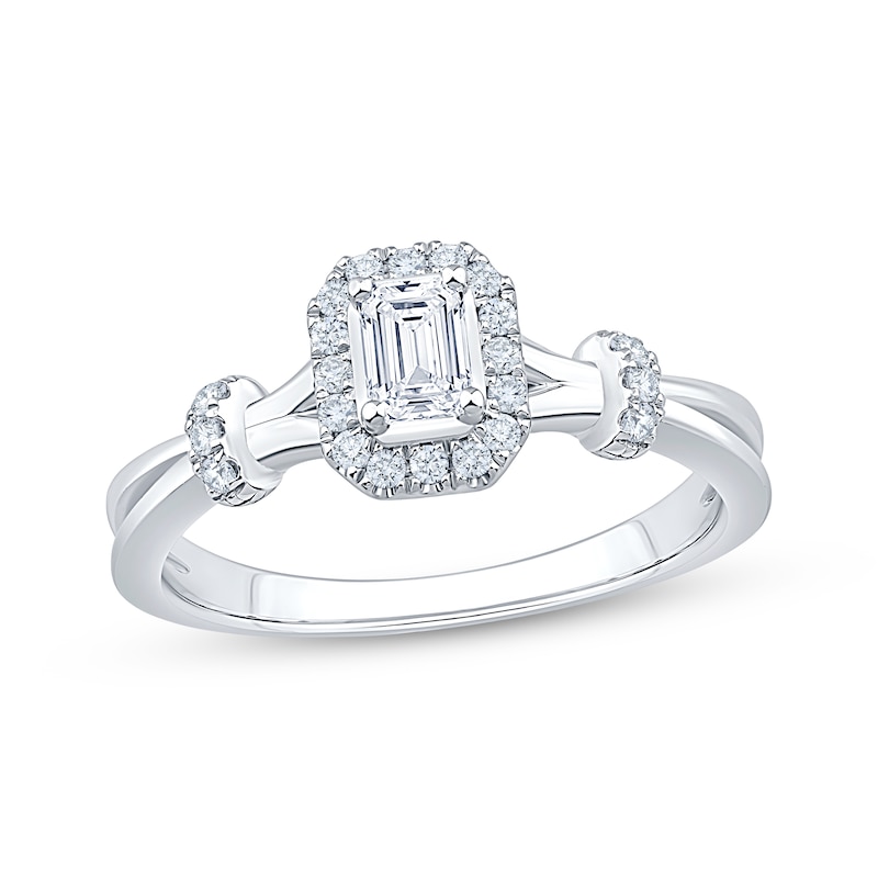 Main Image 1 of KAY Lab-Grown Diamonds Emerald-Cut Promise Ring 1/3 ct tw Sterling Silver