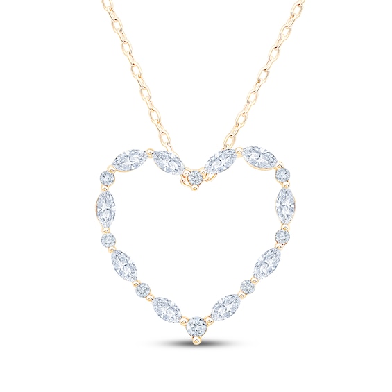 Neil Lane Artistry Certified Marquise & Round-Cut Lab-Grown Diamond Heart Necklace 1/2 ct tw 14K Yellow Gold 18"
