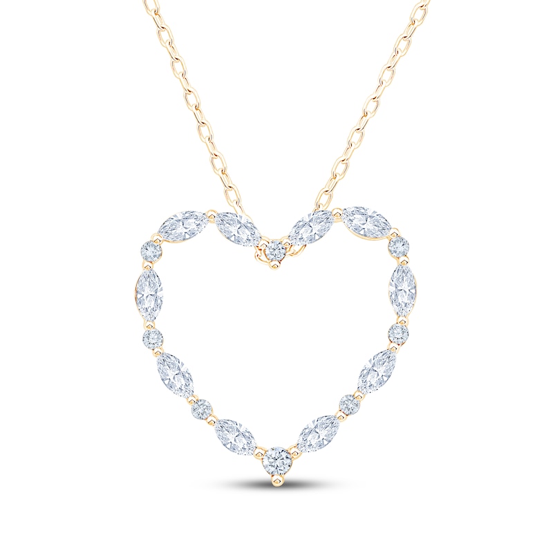 Main Image 1 of Neil Lane Artistry Certified Marquise & Round-Cut Lab-Grown Diamond Heart Necklace 1/2 ct tw 14K Yellow Gold 18"