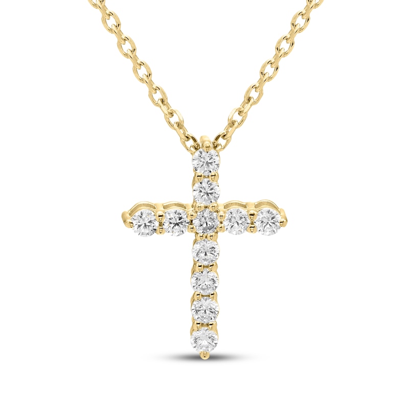 Main Image 1 of Kay Signature Collection Diamond Cross Necklace 1/5 ct tw 10K Yellow Gold 18"