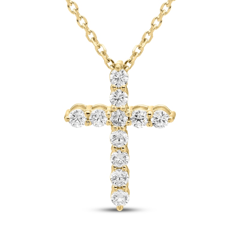 Main Image 1 of Kay Signature Collection Diamond Cross Necklace 3/8 ct tw 10K Yellow Gold 18"