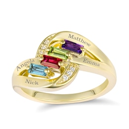 Family & Mother's Baguette Birthstone Ring (2-4 Stones and Lines)