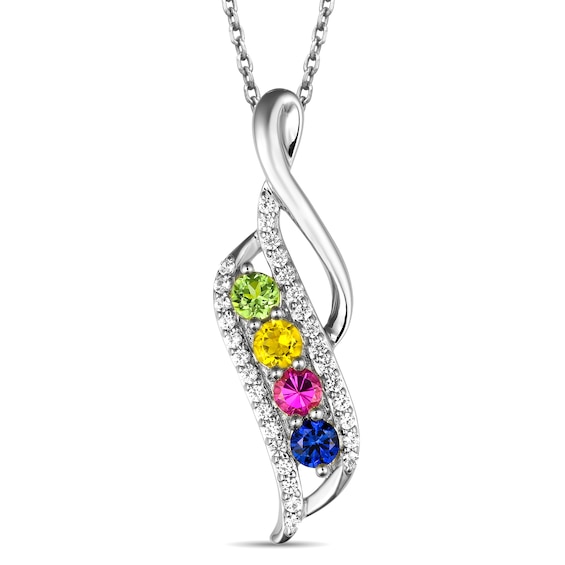 Family & Mother's Birthstone Drop Necklace (2-4 Stones)