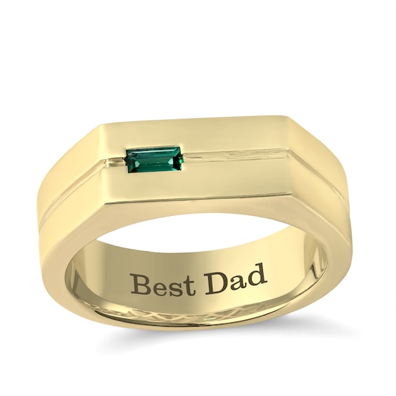 Color Stone Men's Ring (1 Stone and Line)