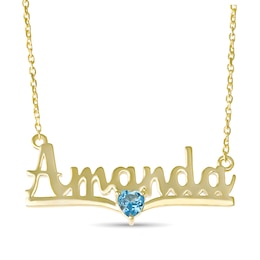 Birthstone Nameplate Bar Necklace (1 Heart Stone and 1 Name)