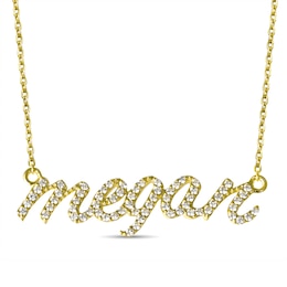White Lab-Created Sapphire Nameplate Necklace (1 Name)