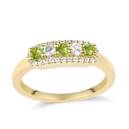 Color Stone and Lab-Created White Sapphire Family Ring