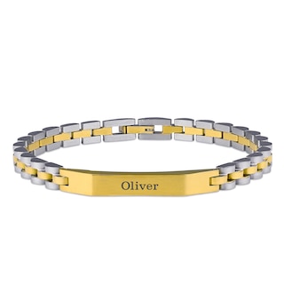 Stainless Steel Men's Engravable Link ID Bracelet 8.5" (1 Line)