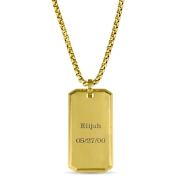 Yellow Stainless Steel Men's Dog Tag Pendant