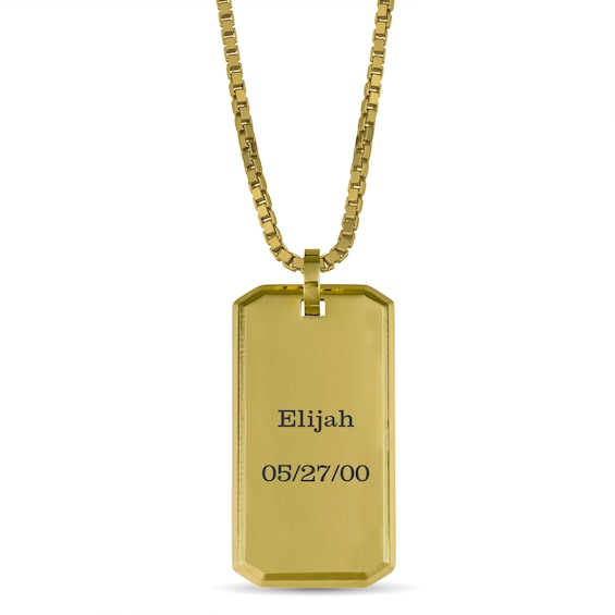 Yellow Stainless Steel Men's Dog Tag Pendant (1-3 Lines)