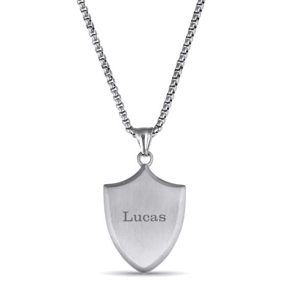 Stainless Steel Men's Shield Necklace (1-3 Lines)