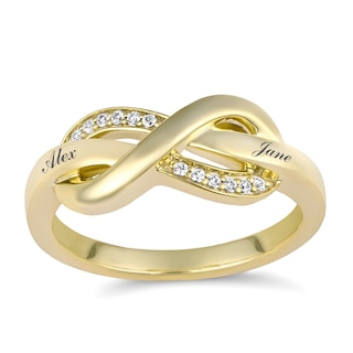 Lab-Created White Sapphire Couple's Infinity Ring (1-2 Lines)