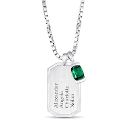 Men's Sterling Silver Color Stone Dog Tag Necklace