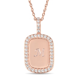 Lab-Created White Sapphire Dog Tag Necklace