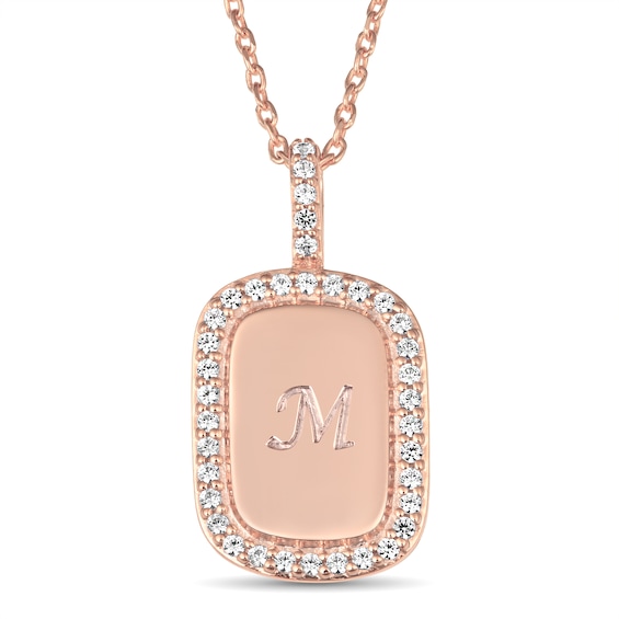 Lab-Created White Sapphire Dog Tag Necklace