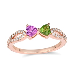Couple's Color Stone Heart Ring